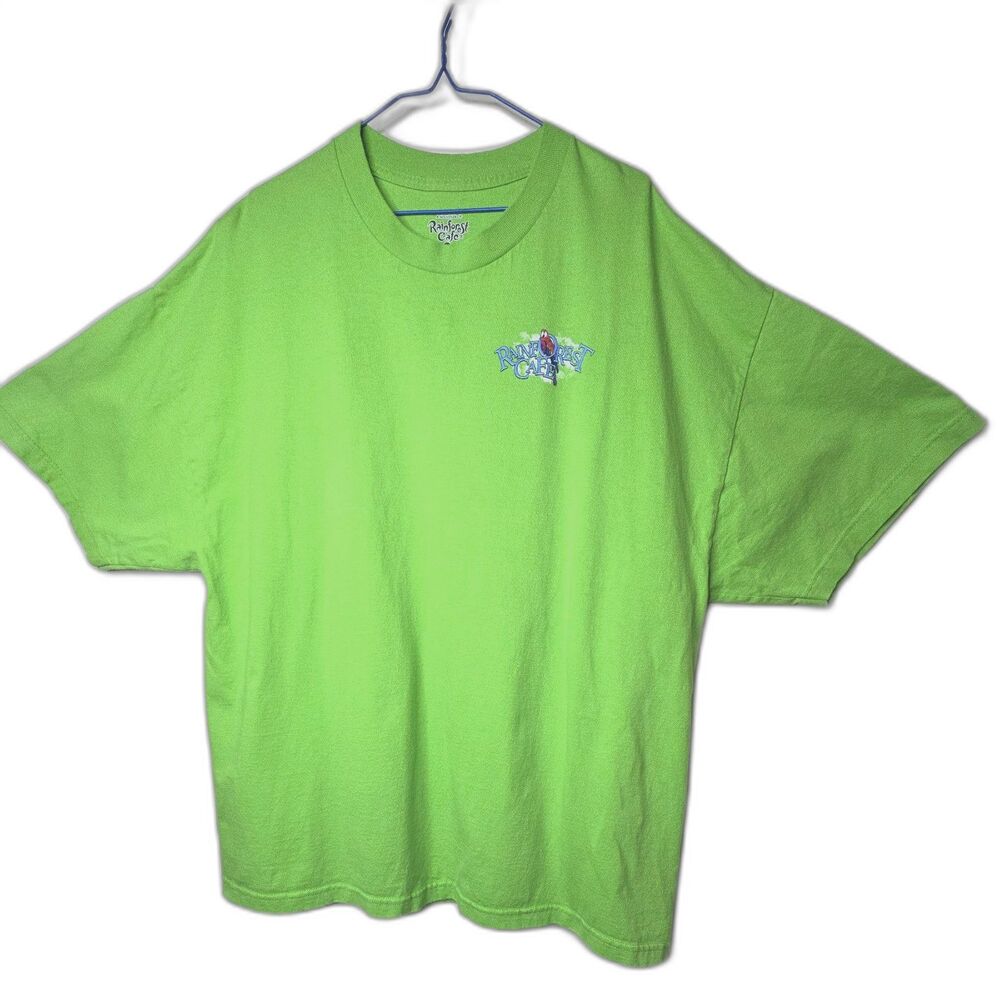 Rainforest Cafe T Shirt XXL Green Orlando Florida Crocodile Parrot Souvenir Tee